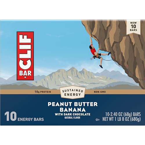 CLIF BAR – ENERGY PROTEIN BARS – PEANUT BUTTER BANANA WITH DARK CHOCOLATE – MADE WITH ORGANIC OATS – ENERGY BARS – NON-GMO – (10 PACK)