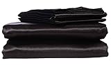 Honeymoon Ultra Silky Soft Satin Full Bed Sheet Set - Black