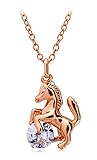 Ailianer Little Horse Necklace,Silver Gold Rose Gold Pony Pendant Zircon Jewelry for Girls Women Gift