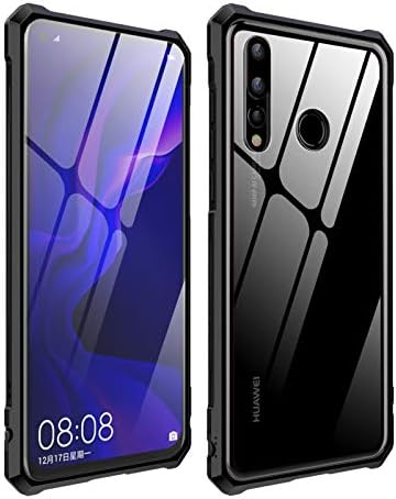 FUNIT Huawei Nova 4 Bumper Case Metal Slim Aluminum Frame + Ultra Clear Tempered Glass Back Protective Case for Huawei Nova 4 (Black)