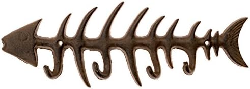 Fishbone Skeleton Wall Hanger - Cast Iron for Coats - Aprons - Hats- Towels - Pot Holders - Car Keys - Fishing Aprons .