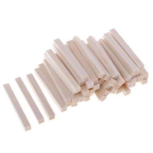 Fityle 50 Pieces Square Unfinished Balsa Wood Stick Wooden Dowel Rod for Kids Model Making DIY Craft Home Wedding Party Decoration 50/80/110mm - 50mm