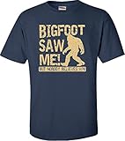 Go All Out Screenprinting X-Large Navy Blue Adult Bigfoot Saw Me But Nobody Believes him Squatch T-Shirt