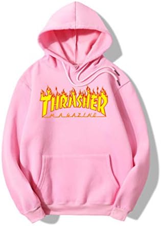 Mens Womens Hip Hop Fleece Hoodie Thrasher Sweatshirt Boys and Girls Cotton Pullover Long Sleeve Sweater