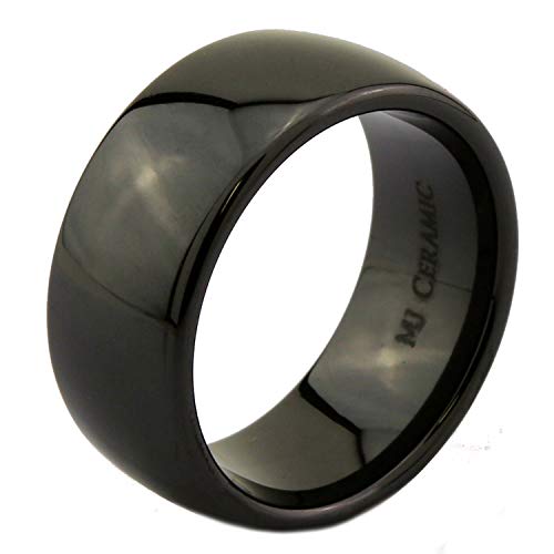 MJ Metals Black Ceramic & Acacia Koa Wood Ring - 8mm Comfort Fit Wedding Band, Size 9.5 - View #2