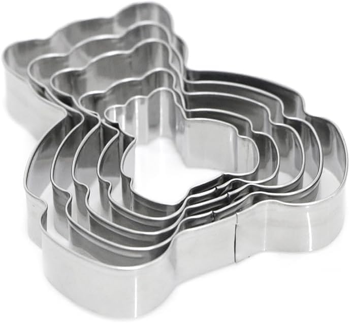 Selecto Bake 5 Pieces of Teddy Bear Cutters Set Stainless Steel Cookie Stamps Sandwich Cutter Fondant Cake Mould Biscuit Press