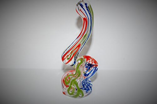 4.5" Glass Sculpture, Clear with Blue & Yellow Thread