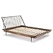 Walker Edison Mid Century Modern Solid Wood Spindle Platform Bed Headboard Footboard Bed Frame Bedroom, Queen, Caramel