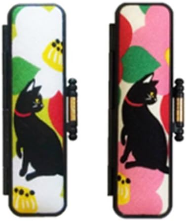 Amazon 印鑑ケース Pc黒ねこ椿 10 5ｍｍ 12ｍｍ 緑 グリーン系 朱肉付き 認印 銀行印用 猫柄 印鑑ケース 印箱 文房具 オフィス用品