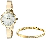 Armitron Women's 75/5487MPGPST Swarovski Crystal Accented Gold-Tone Watch and Bangle Set