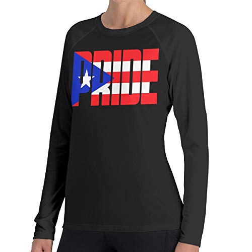 Puerto Rican Pride Women Casual Crew-Neck Long Sleeve T-Shirt Raglan Tops