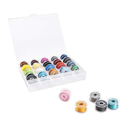 Bobbins and Sewing Threads with Case 25 Pcs Sewing Machine Bobbins for Brother Singer Babylock Janome Kenmore (Assorted Colors)