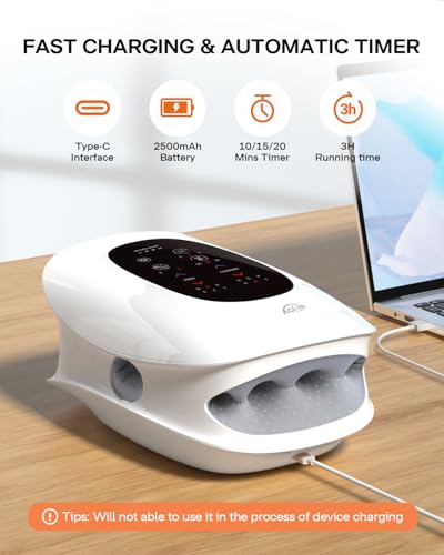 ALLJOY Hand Massager with Heat and Compression, Knuckle Stretching and Hand Massage, 6 Modes 6 Intensities 3 Heat for Arthritis and Carpal Tunnel Relief, Gifts for Women Men(White)