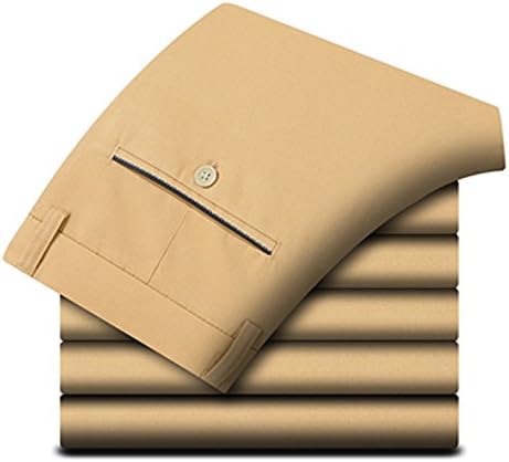 Meetloveyou Men's Summer Pants New New Men Slim Cotton Business Fashion Solid Color Trousers Large Size 29-40 Khaki 29