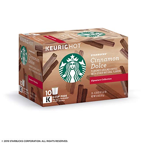 STARBUCKS FLAVORED K-CUP COFFEE PODS — CINNAMON DOLCE FOR KEURIG BREWERS — 1 BOX (10 PODS)