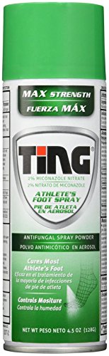 Ting Ting Antifungal Spray Powder for Athlete’s Foot, Jock Itch, Ringworm | Max Strength | 4.5-Ounces | 1-Unit