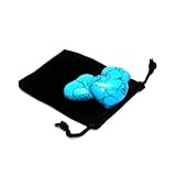 Small Hand Carved Gemstone Heart 3-Pack with Pouch Howlite Turquoise