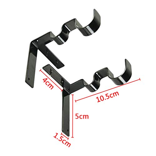 Promisen Hanging Curtain Rod Wall Bracket, Curtain Rod Holders Tap Right Into Window Frame Curtain Rod Bracket, Set of 2, Black Wall Bracket (Black) - Thumbnail 5