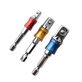 Gunpla 3 Pieces Impact Socket Adapter Set 1/4" 3/8" 1/2" Inch Drill Extension Cr-V Sets Hex Shank Power Automotive Drilling Tools Joint Extension High Speed Nut Driver Drive