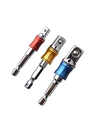 Juego de 3 adaptadores de llaves de vaso de impacto de grado de impacto, 3 piezas de puntas hexagonales de 1 4" 3 8" 1 2" Cr-V herramientas de alimentación adaptadores para uso con conjunto de juntas de enchufe, unidad de impacto Socket ext