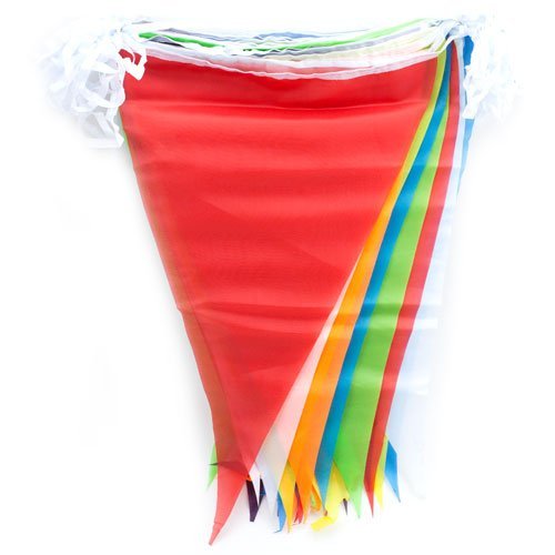 100 Foot Pennant Banner, 48 Multicolor Weatherproof Flags - Fun, Versatile Party Decor for Kid's Parties, Carnivals, Indoor and Outdoor Events