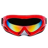 MIGAGA UV Protection Ski Goggles Adjustable Portable Motorcycle Bicycle Goggles Dustproof Scratch-Resistant CS Army Tactical Military Goggles Windproof Snowmobile Eyewear Outdoor Riding Glasses (Red)