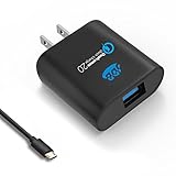 JDB 18W Universal Quick Charge 2.0 USB Wall Fast Charger Adapter with 6 Feet Cable - Black