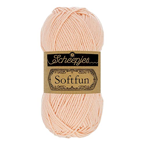 Scheepjes Softfun Yarn, 60% algodón, 40% crilenka, 2466 Peach, 1x50g