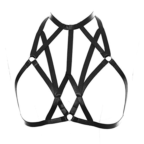 Body Harness Cage Bra Strap Tops Lingerie Gothic Dance Accessories Clothing Dress Wearable Art Body Cage Harness Bra for Women Tops Bondage Strap Body Harness Lingerie Belt Plus Size