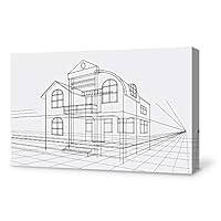 Canvas Wall Art Construction Sketches Canvas Prints Home Artwork Decoration for Living Room,Bedroom - 12x18 inches
