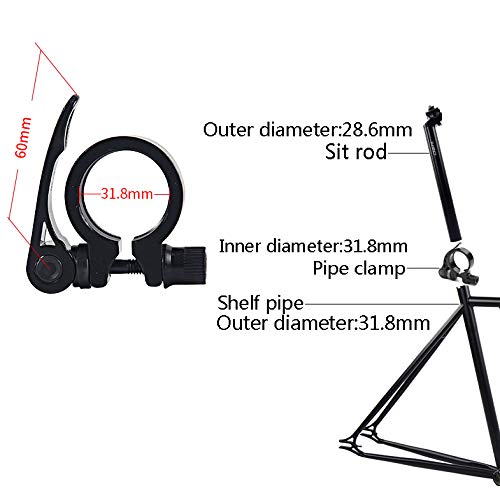 Rowiz Cycling Bike Bicycle Quick Release Aluminum Alloy Seatpost Clamp 31.8mm Black Bike Seat Clamps, Pack of 9