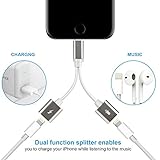 iPhone 7 Adapter & Splitter, Dual Lightning Headphone Audio & Charge Adapter by RayCue, Lightning Adapter Headphone Jack Audio & Charge Cable for Chagring & Listening ( Support iOS 10.3 and later)