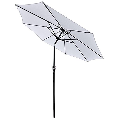 Yeshom 9ft Aluminum Outdoor Garden Patio Umbrella with Crank Tilt Deck Market Yard Beach Pool Cafe White