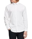 Calvin Klein Men's Slim Fit Solid Long Sleeve Non-Iron Button Down Shirt, White, Medium