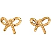 14K Gold Bow Stud Earrings, 14K Gold Plated