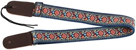 MUSICTOPIA Vintage Tribal Pattern Hootenanny style for Electric guitar, Acoustic, Bass and Ukulele strap leather ends with tie, 100% cotton