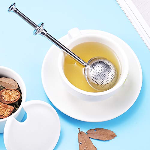 Senbowe 2 Pack FDA Approved Stainless Steel Tea Infuser Filters Strainer Steeper with Upgrade Fine Mesh Filters and Spring Handle for Hanging on Teapots, Mugs, Cups to steep Loose Leaf Tea and Coffee