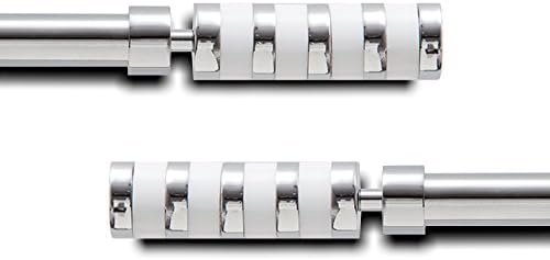 GCurtain Cylinder 3/4 inch Durable 40 lb Easy install, Decorative Window Curtain Rod Set, Walmart, Home Depot, Door, Target, Curtain Rod,44-82 inch, Mirror Finish with White Acrylic (MAC8014W-B)