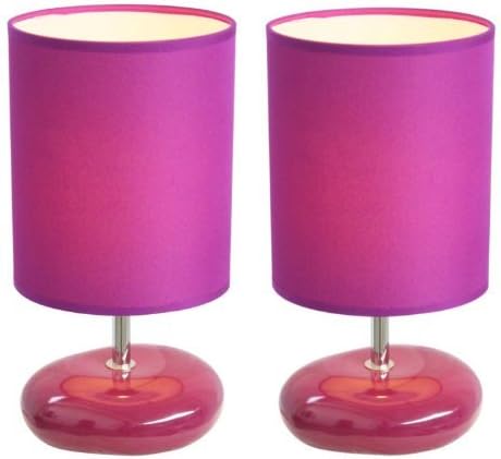 Simple Designs LT2005-PRP-2PK Stonies Small Stone Look Lamp Set, Purple by Simple Designs Home