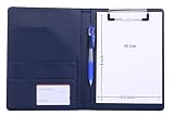 Small Padfolio Clipboard A5 Folder for Writing Pad Refillable 5 x 8 Note pad, Mymazn Faux Leather Clipboard Folder Junior Size Portfolio 5x8 Folio Clip Board (Blue)