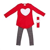 PanDaDa Girls Top Heart Printed T-Shirts with Headband Leggings Pants Outfits