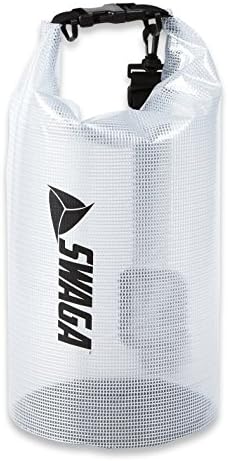 SWAGA 10L Dry Sack Waterproof Bag - SWAGA 10L Dry Sack Waterproof Sports Bag - The Best 10L 100% Waterproof -Long Shoulder Strap - Great for Boating, Kayaking, Fishing and Rafting – (Clear)