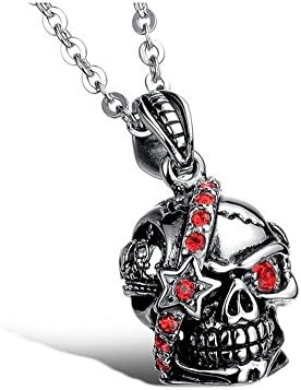 Non-mainstream ruby-eyed skull pendant necklace pendants titanium steel pendant