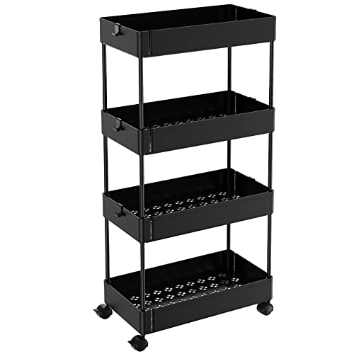 WEXCISE Slim Storage Utility Rolling Cart with Wheels, Plastic Kitchen