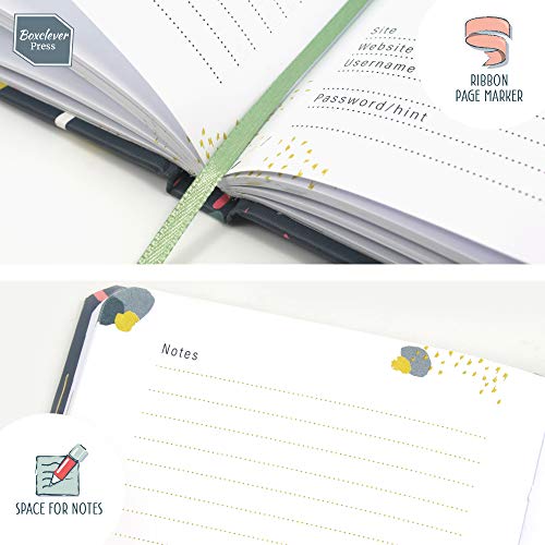 Password Book with tabs. Boxclever Press hardback Password Organizer with alphabetized tabs. Small Pocket Size Password Keeper for Internet login, Website Address, username. (Multi)