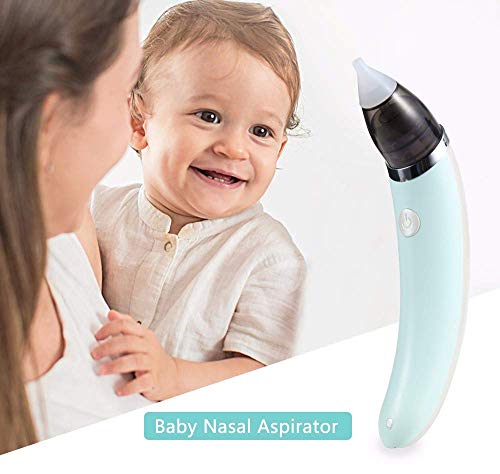 YAVOCOS Baby Nasal Aspirator Electric Safe Hygienic Nose Cleaner with 2 Sizes of Nose Tips and Oral Snot Sucker for Newborns Boy Girls (Green WithOutBox)