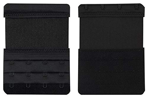 Bra Extender 4 Hook,Stretchy Soft and Comfortable Bra Strap Extender - 4 pcs Pack (Black) - Thumbnail 4