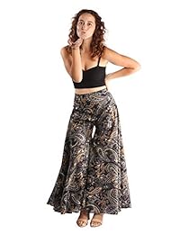 Tropic Bliss Pantalones palazzo de algodón de pierna ancha para dama Multicolor