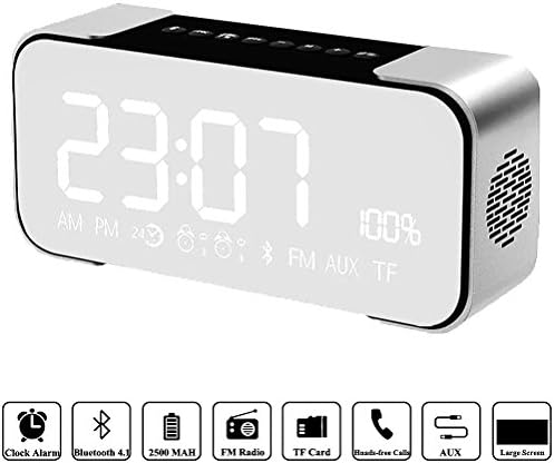 Bluetooth Speakers,HAMAXA Portable Wireless Stereo Speaker with Built-in Micrphone,Hands-Free,FM Radio,LED Alarm Clock,Two Subwoofer Enhanced Bass Hi-Fi Surround for iPhone iPad Samsung Tablet PC Home
