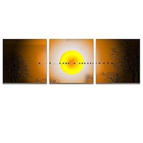 3 Piece Canvas Wall Art for Living Room Bedroom Home Artwork Charming Moonlit Night Paintings Ready to Hang - 12"x12"x3 Panels
